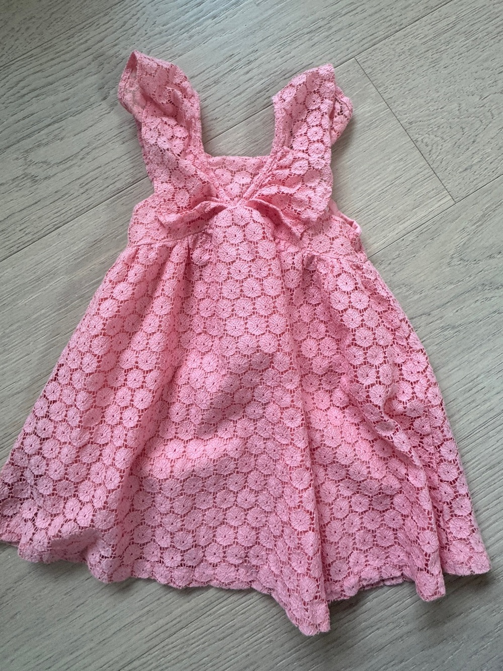 Girls Pink Lace Bow Sundress